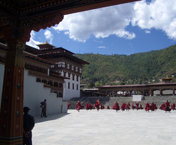 monks practicing for the coronation.